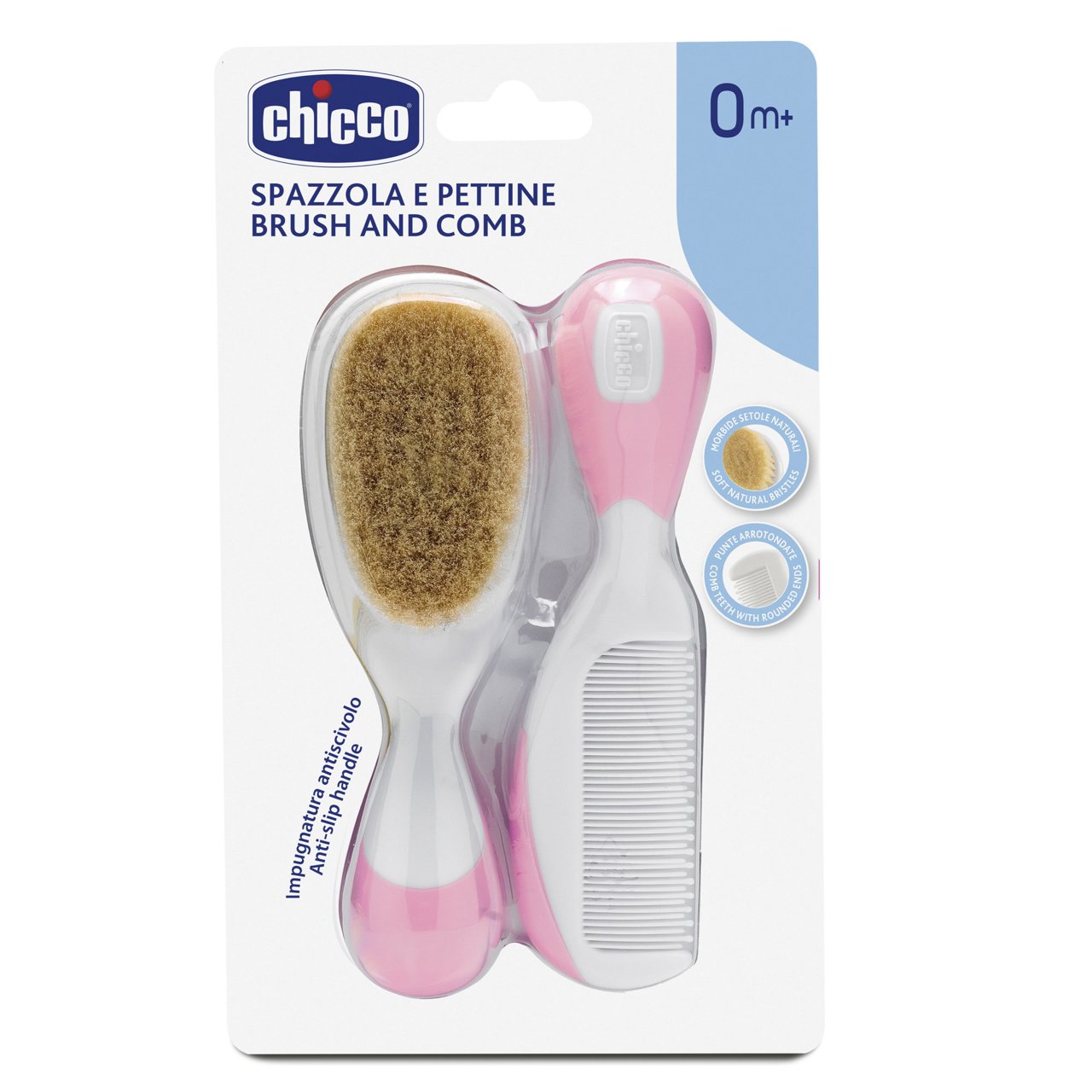 SET SPAZZOLA IN SETOLE NATURALI + PETTINE CHICCO