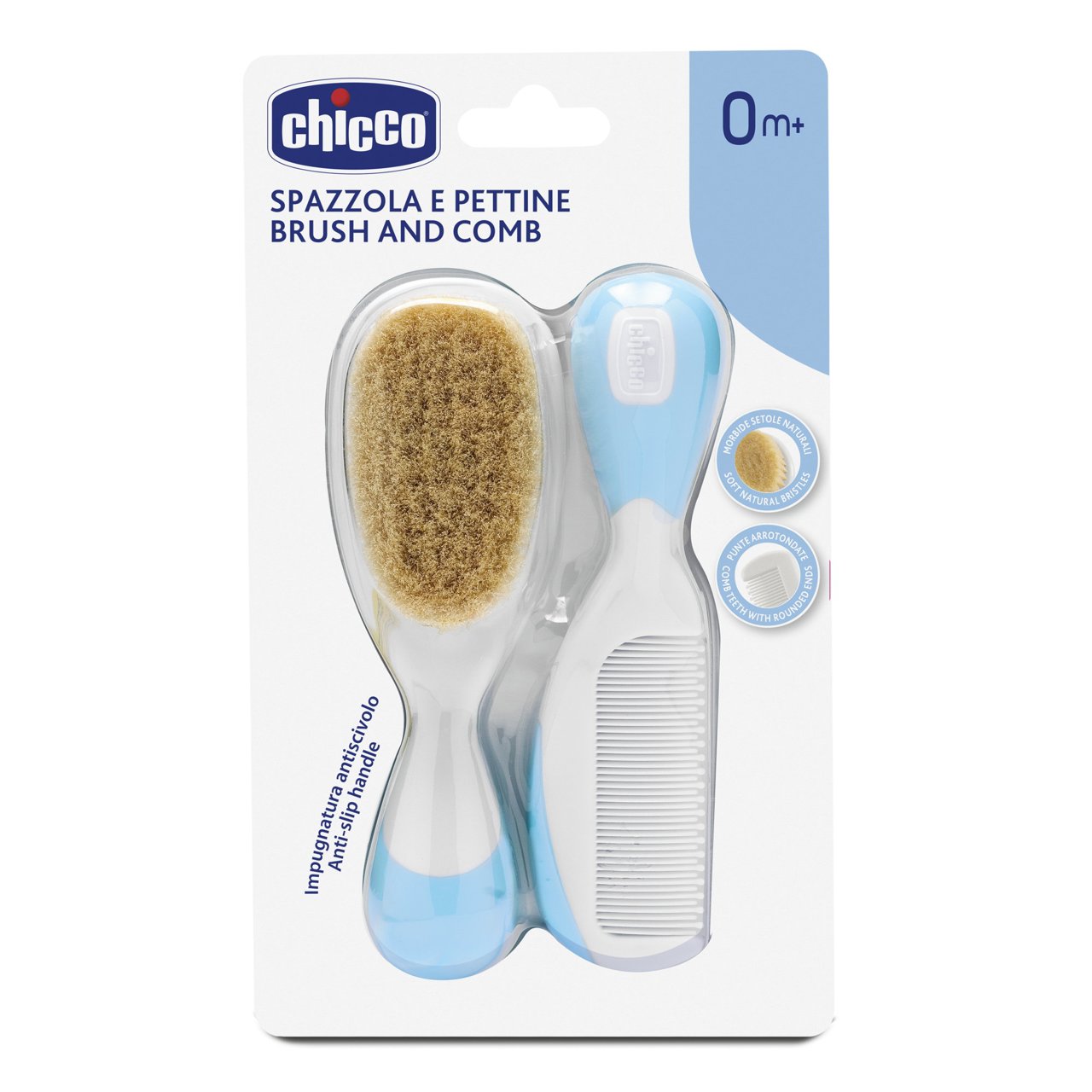 SET SPAZZOLA IN SETOLE NATURALI + PETTINE CHICCO