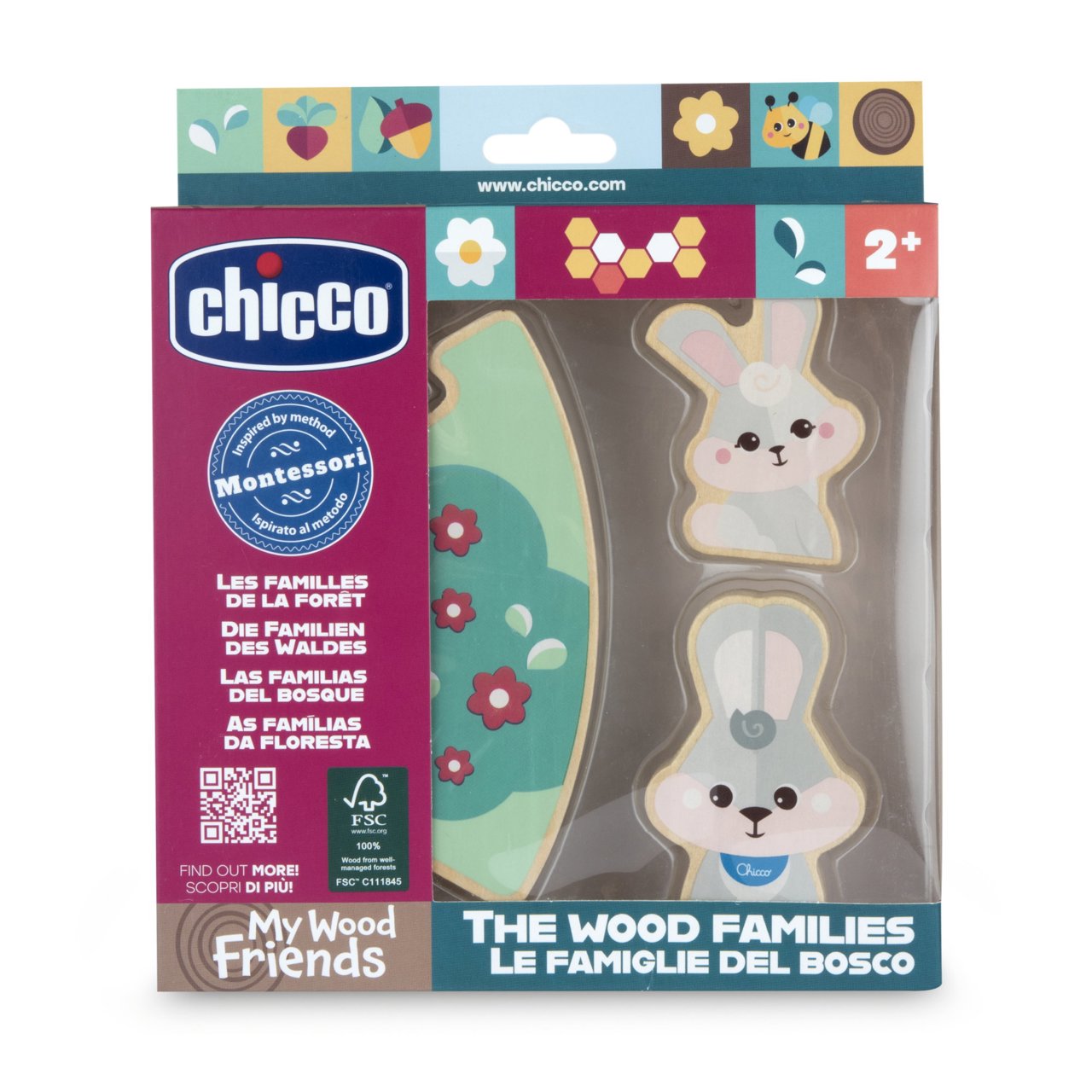 CHICCO SET 2 PERSONAGGI LE FAMIGLIE DEL BOSCO IN LEGNO