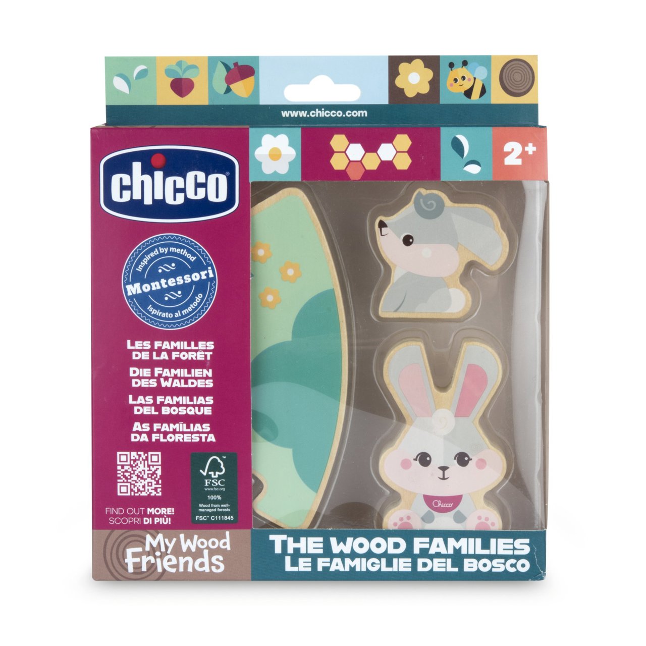CHICCO SET 2 PERSONAGGI LE FAMIGLIE DEL BOSCO IN LEGNO