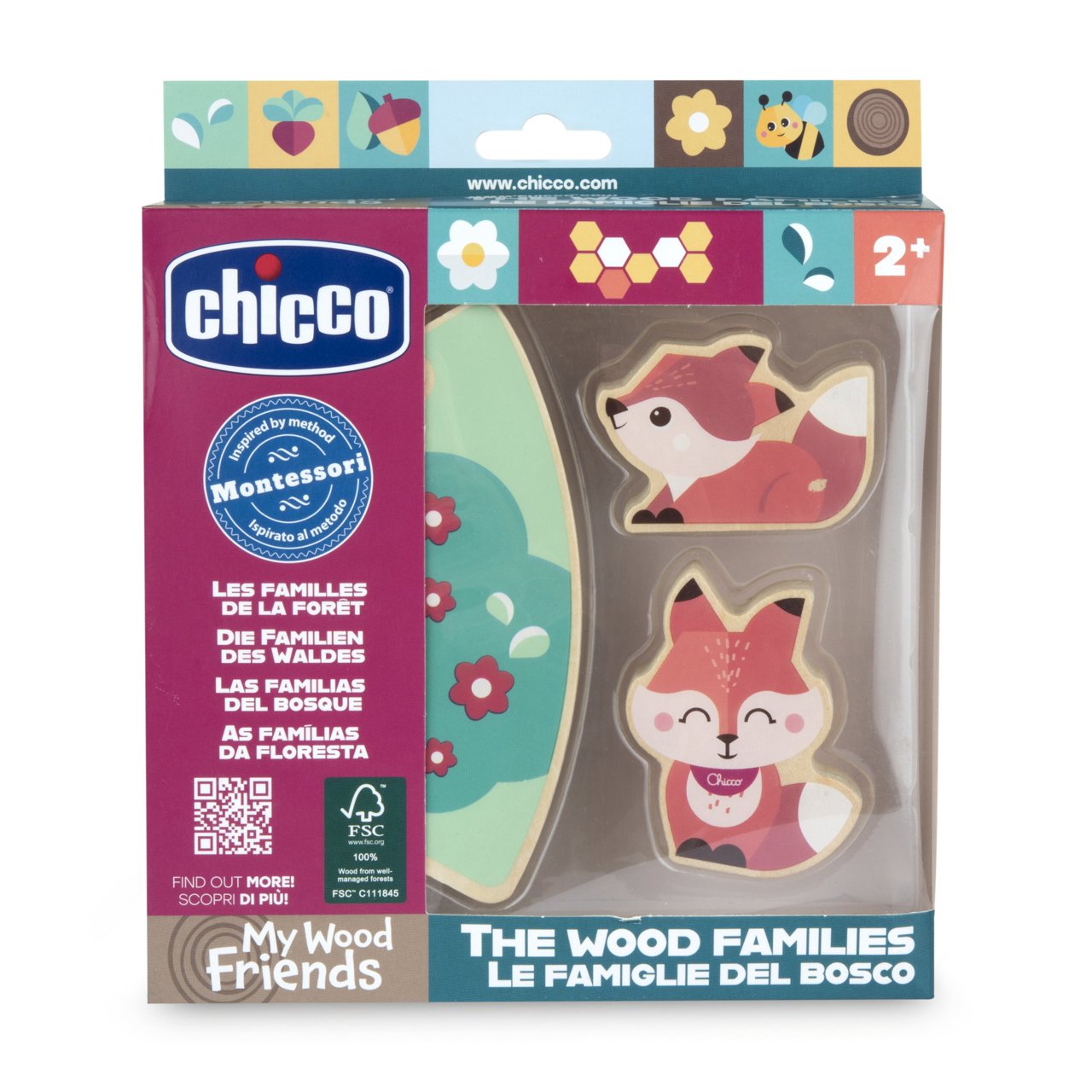 CHICCO SET 2 PERSONAGGI LE FAMIGLIE DEL BOSCO IN LEGNO