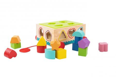 GIOCO CARRELLO CON FORME INCASTRO LEGNO TOOKY TOY