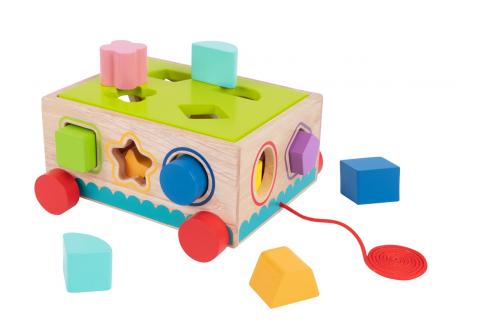 GIOCO CARRELLO CON FORME INCASTRO LEGNO TOOKY TOY