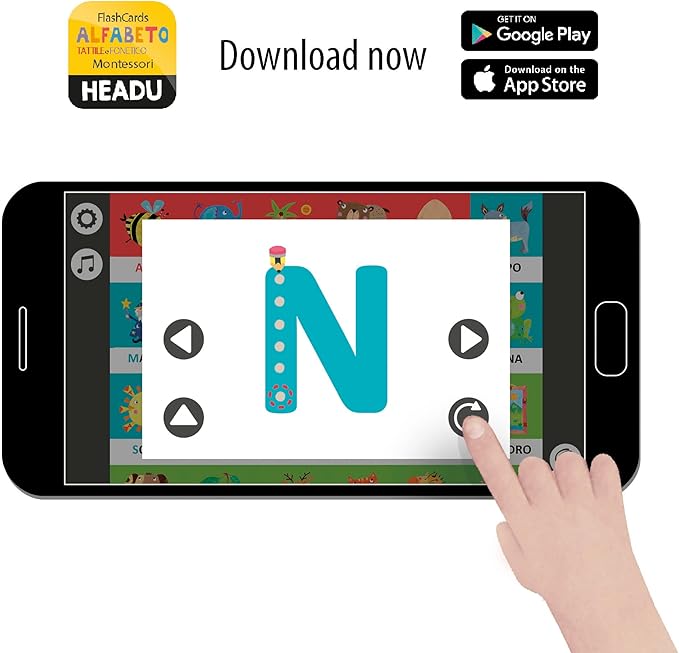 HEADU FLASHCARDS ALFABETO TATTILE E FONETICO MONTESSORI