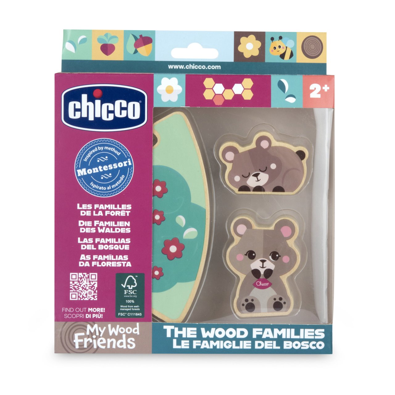 CHICCO SET 2 PERSONAGGI LE FAMIGLIE DEL BOSCO IN LEGNO