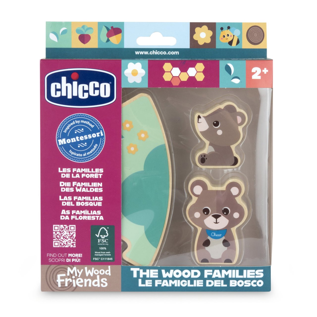 CHICCO SET 2 PERSONAGGI LE FAMIGLIE DEL BOSCO IN LEGNO
