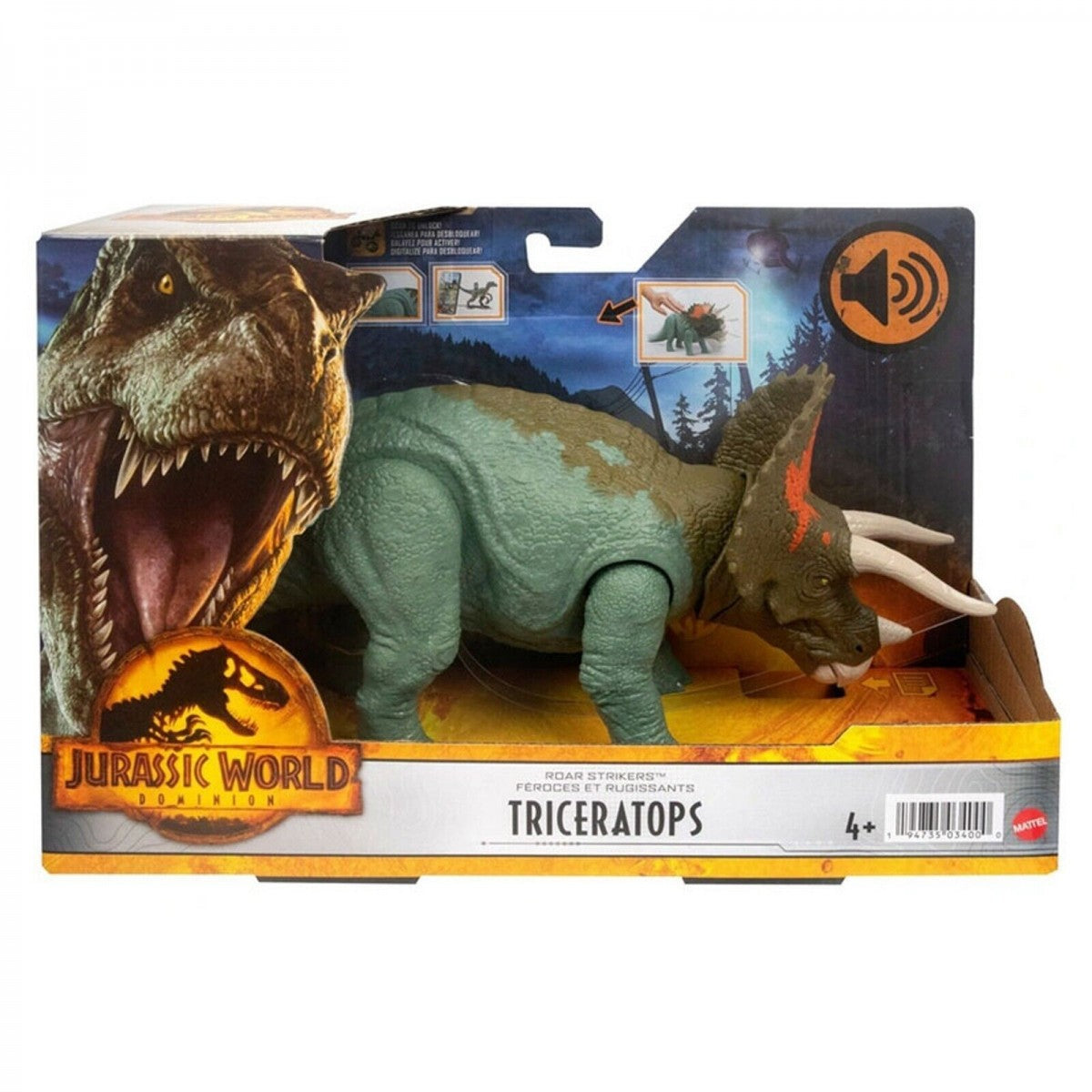 JURASSIC WORLD DOMINON TRICERATOPO CON SUONO ATL