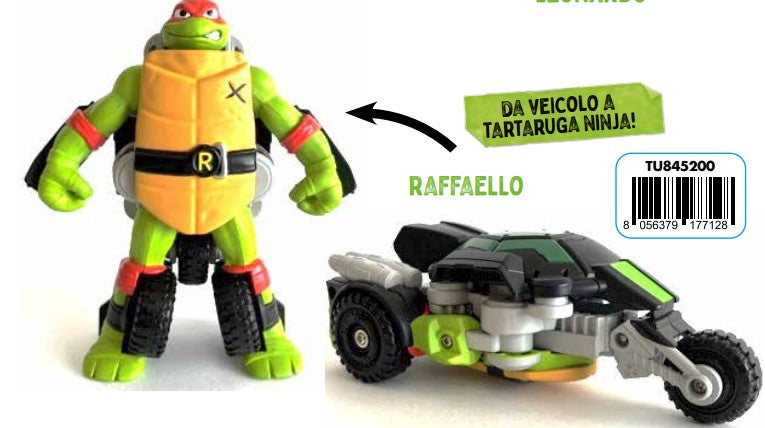 TURTLES TARTARUGHE NINJA RAFFAELLLO TRASFORMABILE IN VEICOLO GIOCHI PREZIOSI