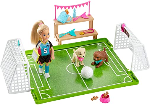 BARBIE CHELSEA CALCIATRICE PLAYSET CON CUCCIOLI