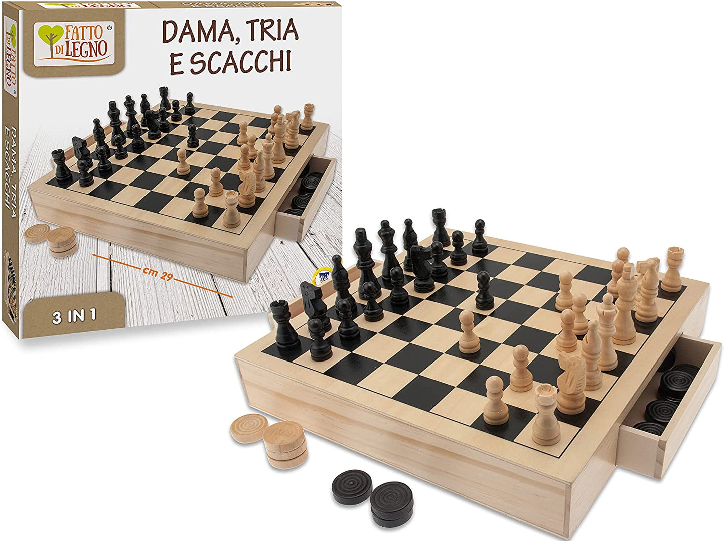 DAMA TRIA E SCACCHI FATTO DI LEGNO TEOREMA