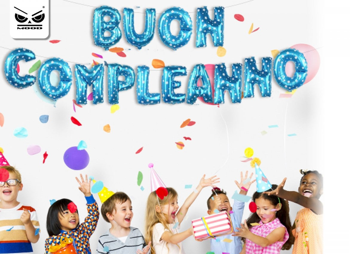 METAL BALOON BUON COMPLEANNO ROSA O AZZURRA