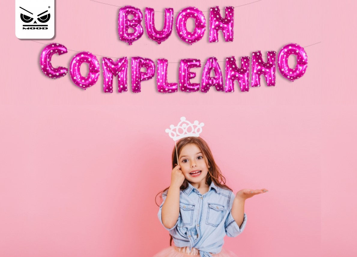 METAL BALOON BUON COMPLEANNO ROSA O AZZURRA
