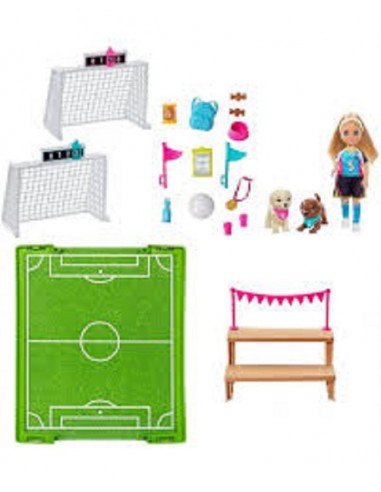 BARBIE CHELSEA CALCIATRICE PLAYSET CON CUCCIOLI