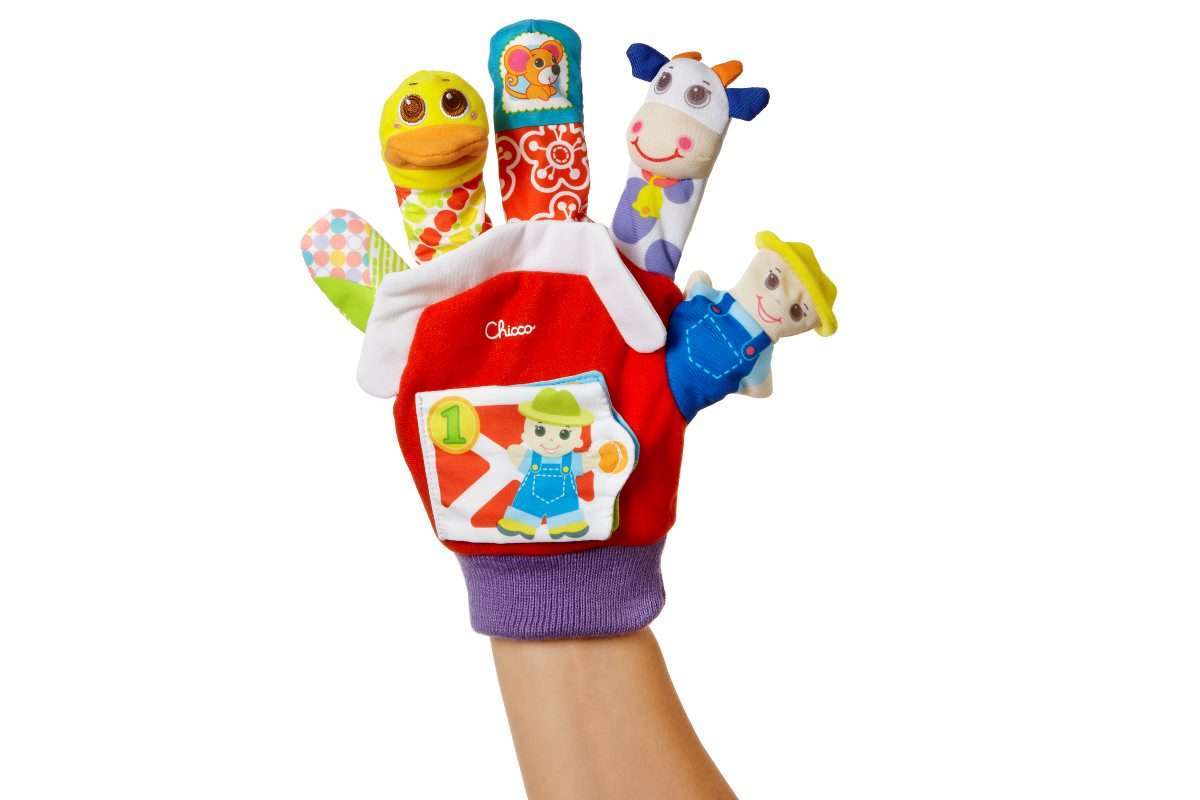 Guanto Marionetta della Fattoria con Libro per Bambini Illustrato Chicco