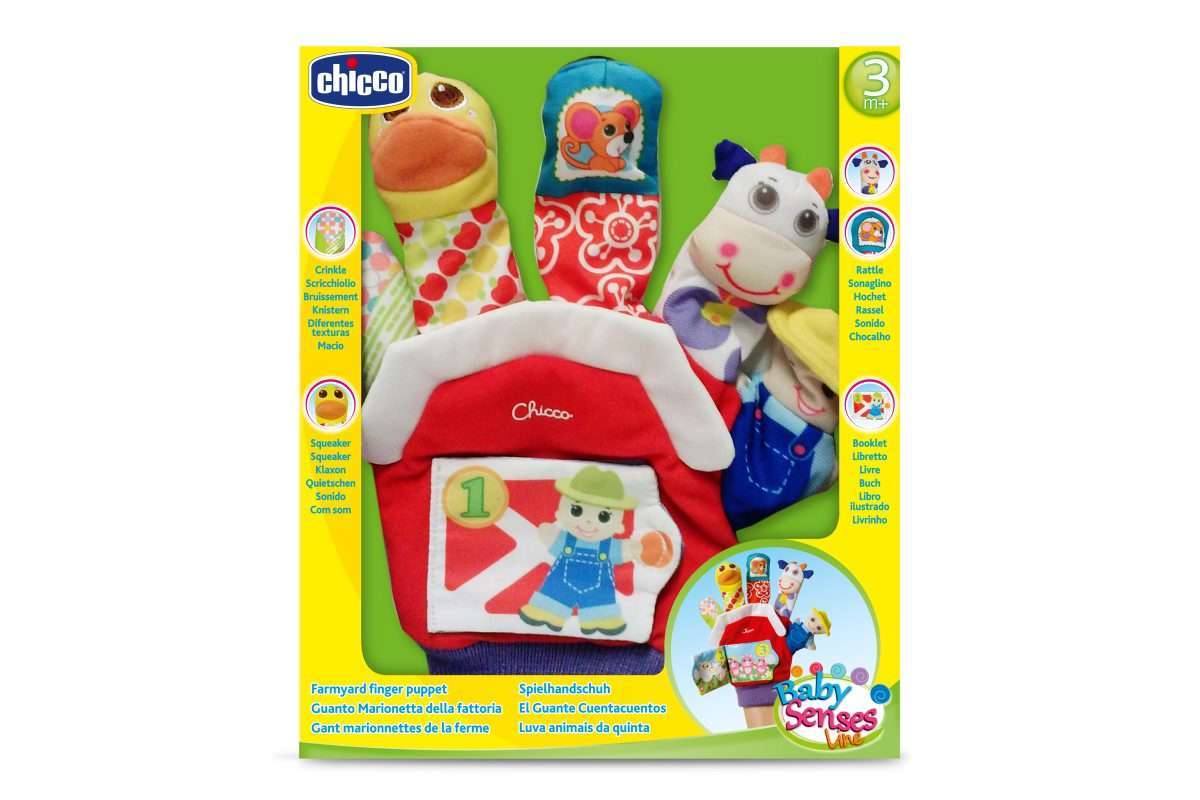 Guanto Marionetta della Fattoria con Libro per Bambini Illustrato Chicco
