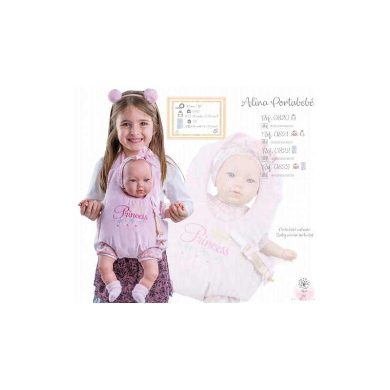 BAMBOLA ALINA 45CM. CON PORTABEBE’ MARINA & PAU