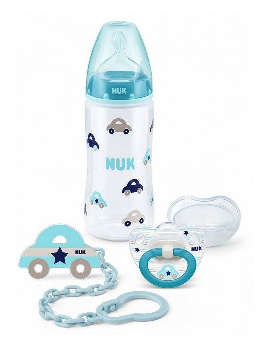 SET 3 PEZZI BIBERON CIUCCIO E CATENELLA NUK