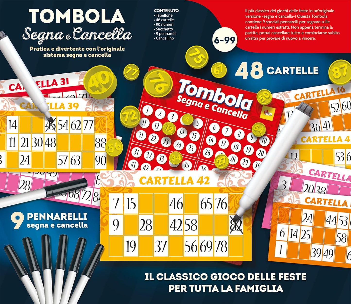TOMBOLA SEGNA E CANCELLA 48 CARTELLE LISCIANI