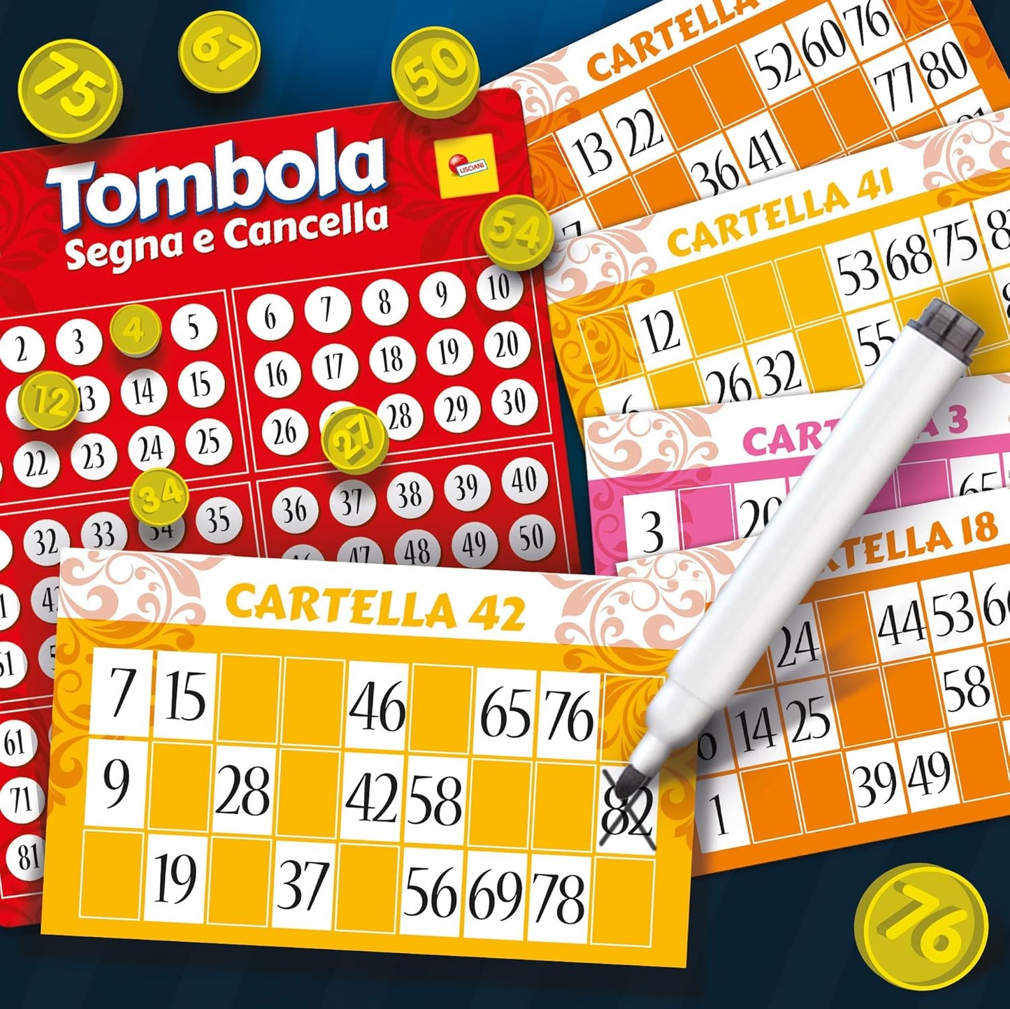 TOMBOLA SEGNA E CANCELLA 48 CARTELLE LISCIANI