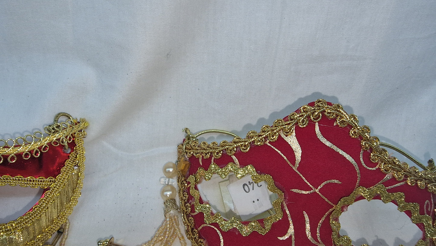 DECORAZIONE MASCHERA VENEZIANA ROSSA/ORO MORANDUZZO