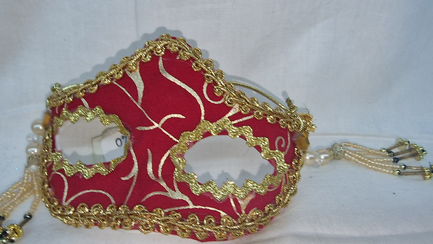 DECORAZIONE MASCHERA VENEZIANA ROSSA/ORO MORANDUZZO