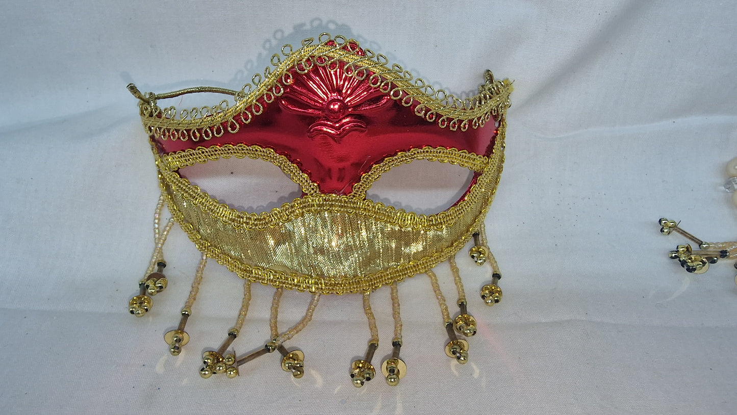 DECORAZIONE MASCHERA VENEZIANA ROSSA/ORO MORANDUZZO