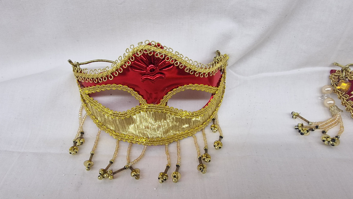 DECORAZIONE MASCHERA VENEZIANA ROSSA/ORO MORANDUZZO