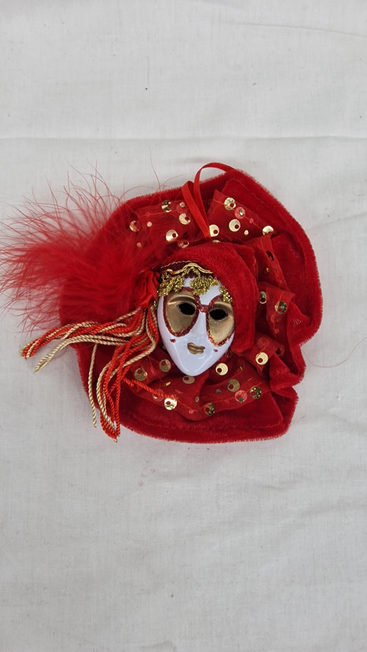 DECORAZIONE MASCHERA VENEZIANA ORO O ROSSO MORANDUZZO