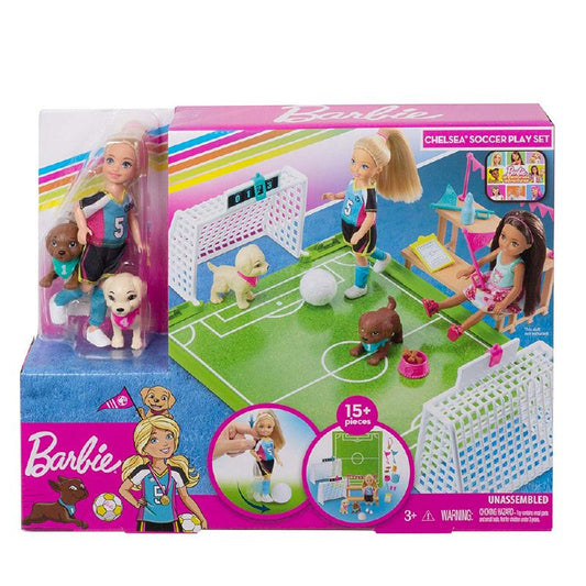 BARBIE CHELSEA CALCIATRICE PLAYSET CON CUCCIOLI